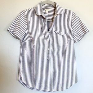 J. Crew Stripe Short Sleeve Oxford